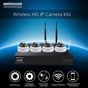 Metal Dome 4CH 720P 1.0MP WIFI NVR Kits,No Need To...